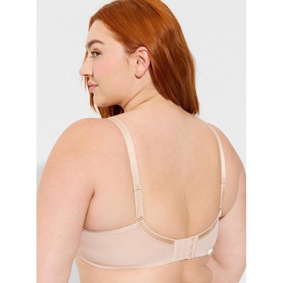 Torrid Curvy 42H Beige Full Coverage Plunge Perfect T-Shirt Bra Lace Trim - Picture 2 of 10